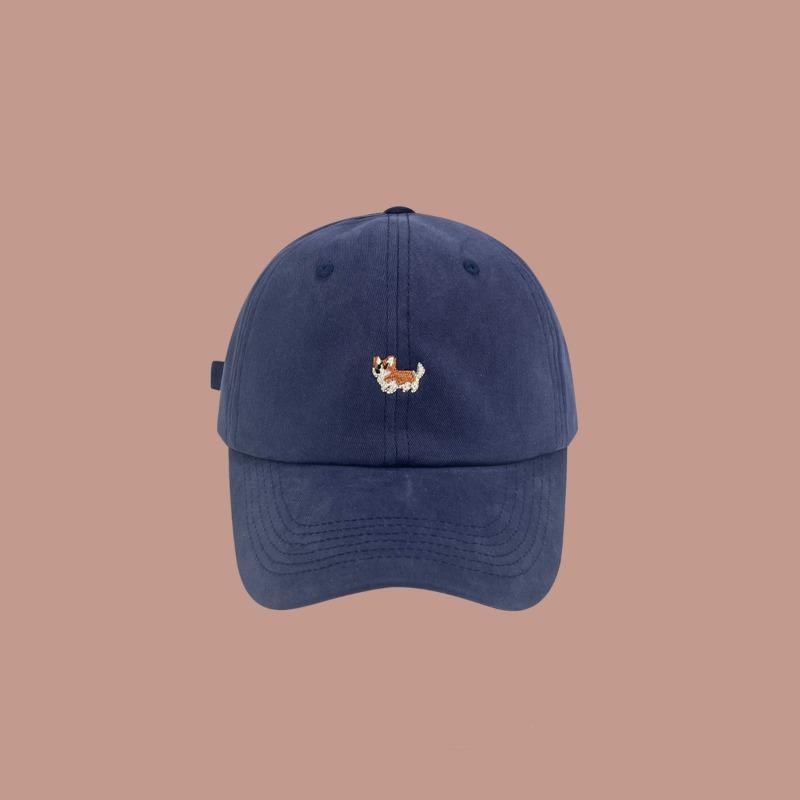 Cartoon cute corgi puppy cap children spring and summer simple versatile soft top embroidered baseball cap couple