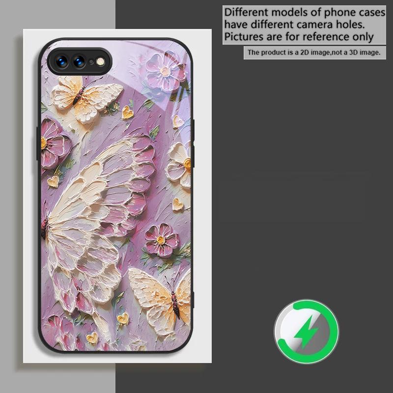 

oil painting butterfly suitable for iPhone 17 Pro Max 16E 15 Pro 14 13 Plus 12 mini 11 XR Xs 7 8 16 Air black Glass Phone Case iPhone Air