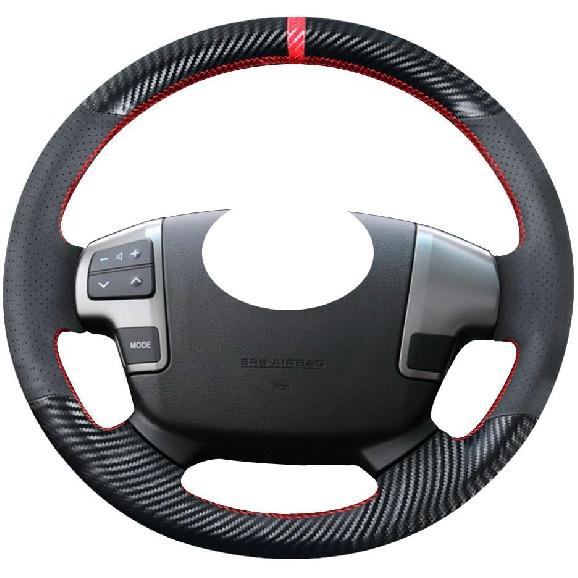DIY Carbon Fiber Steering Wheel Covers for Toyota Tundra 2007 2008 2009 2010 2011 2012 2013 / Land Cruiser 2008-2015 / Sequoia 2008-2013 15 inches
