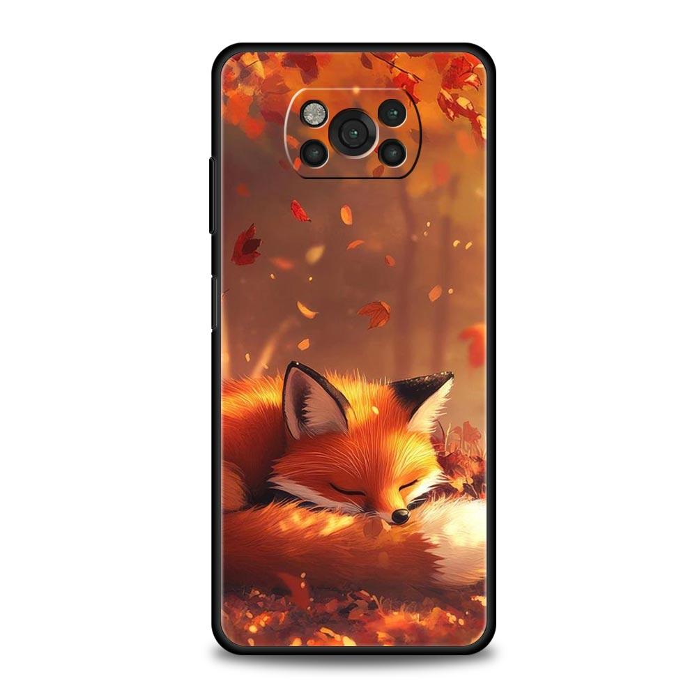 Red Fox Phone Case for Xiaomi Poco F7 F6 F5 F4 F3 X6 X5 X4 X3 NFC F7 Ultra M4 C51 C55 GT 5G Soft TPU Cover Fundas Capa Coque Bag