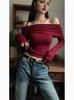 Early Autumn Off-Shoulder Slim-Fit Long-Sleeve T-Shirt for Women