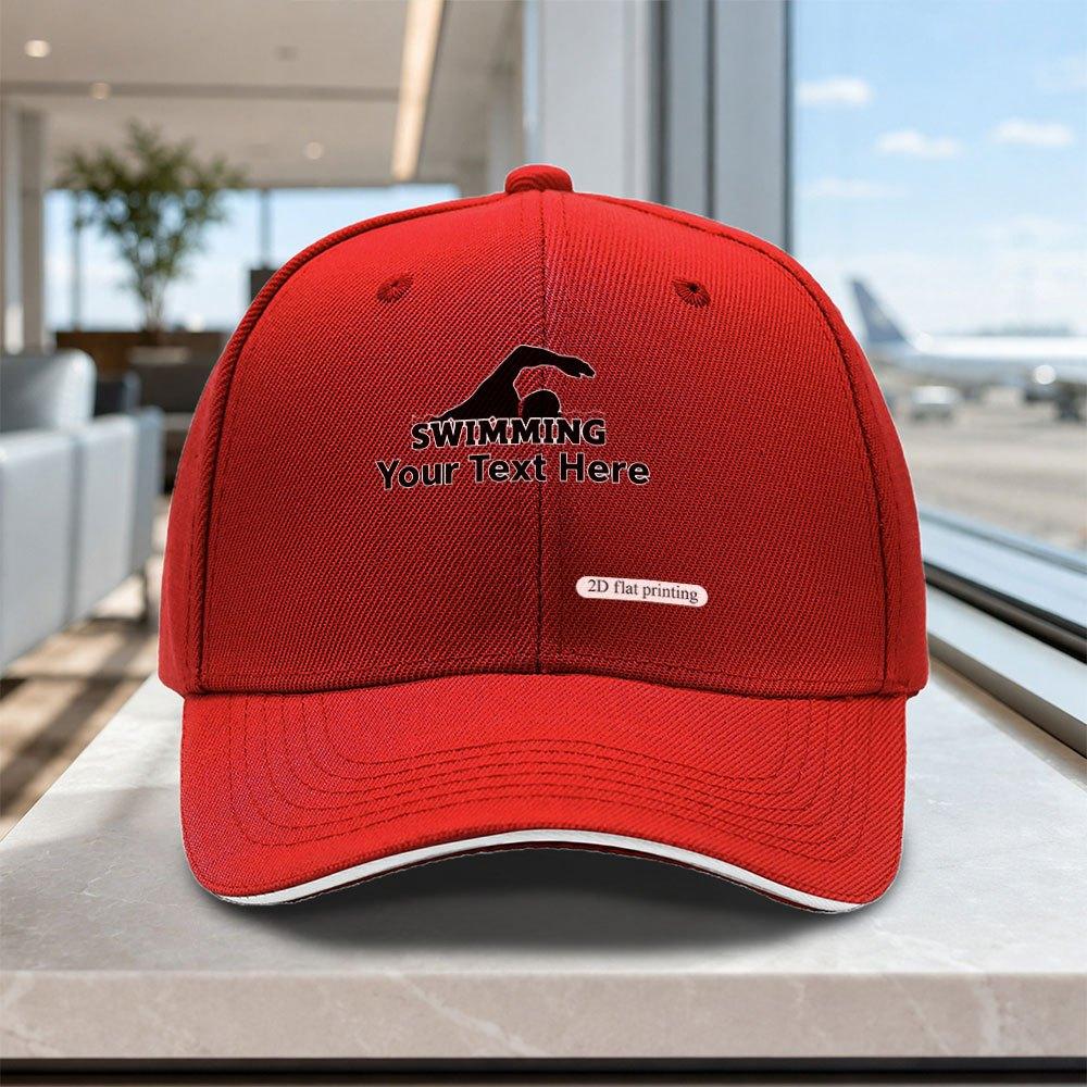 Adjustable Swimming Print Sandwich Cap Lightweight Unisex Hat For Outdoor Weddings Parties