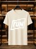 2026 New Arrival 100 Cotton Tshirt Run Irregular Frame Letter With Just4fun Small Text Print Crew Neck Unisex Sports Loose Casual