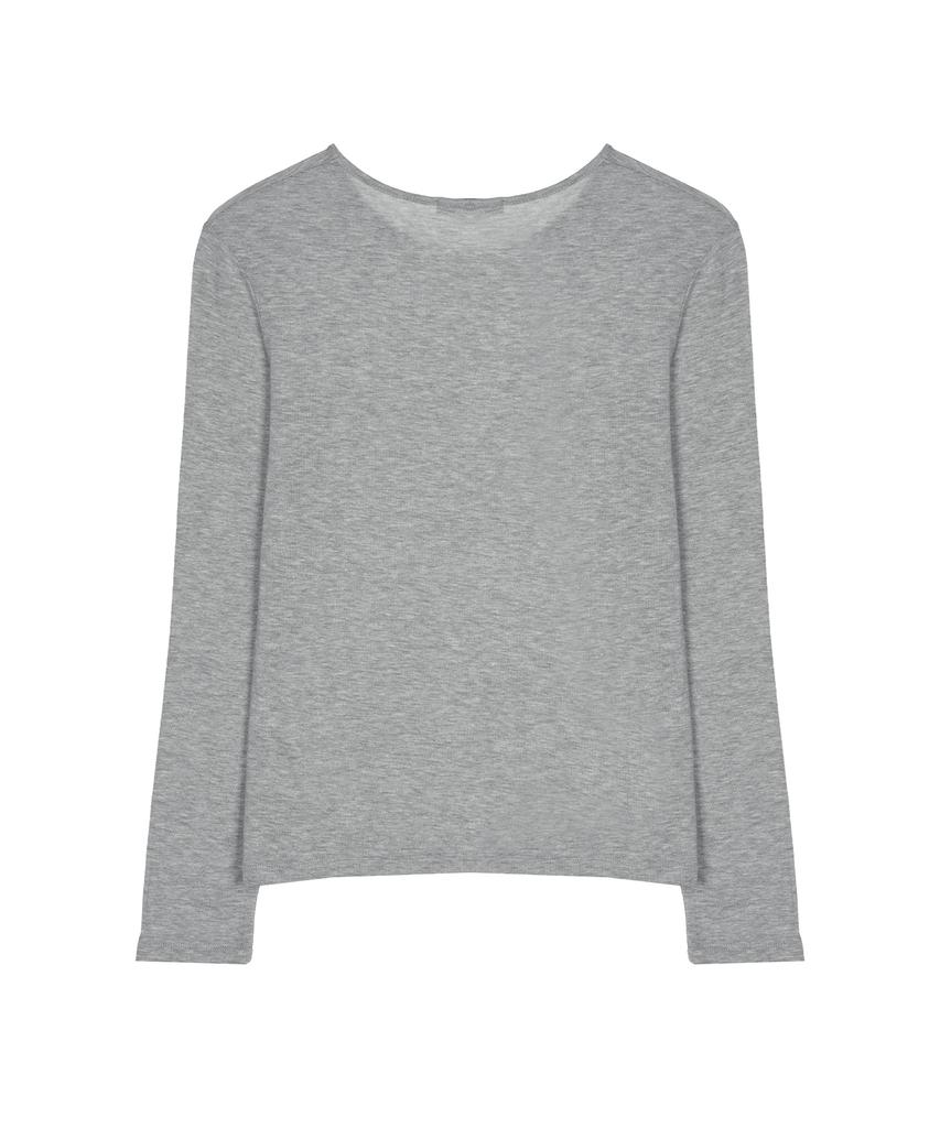 NICK&NICOLE Sheer Round Long Sleeve Top_Gray