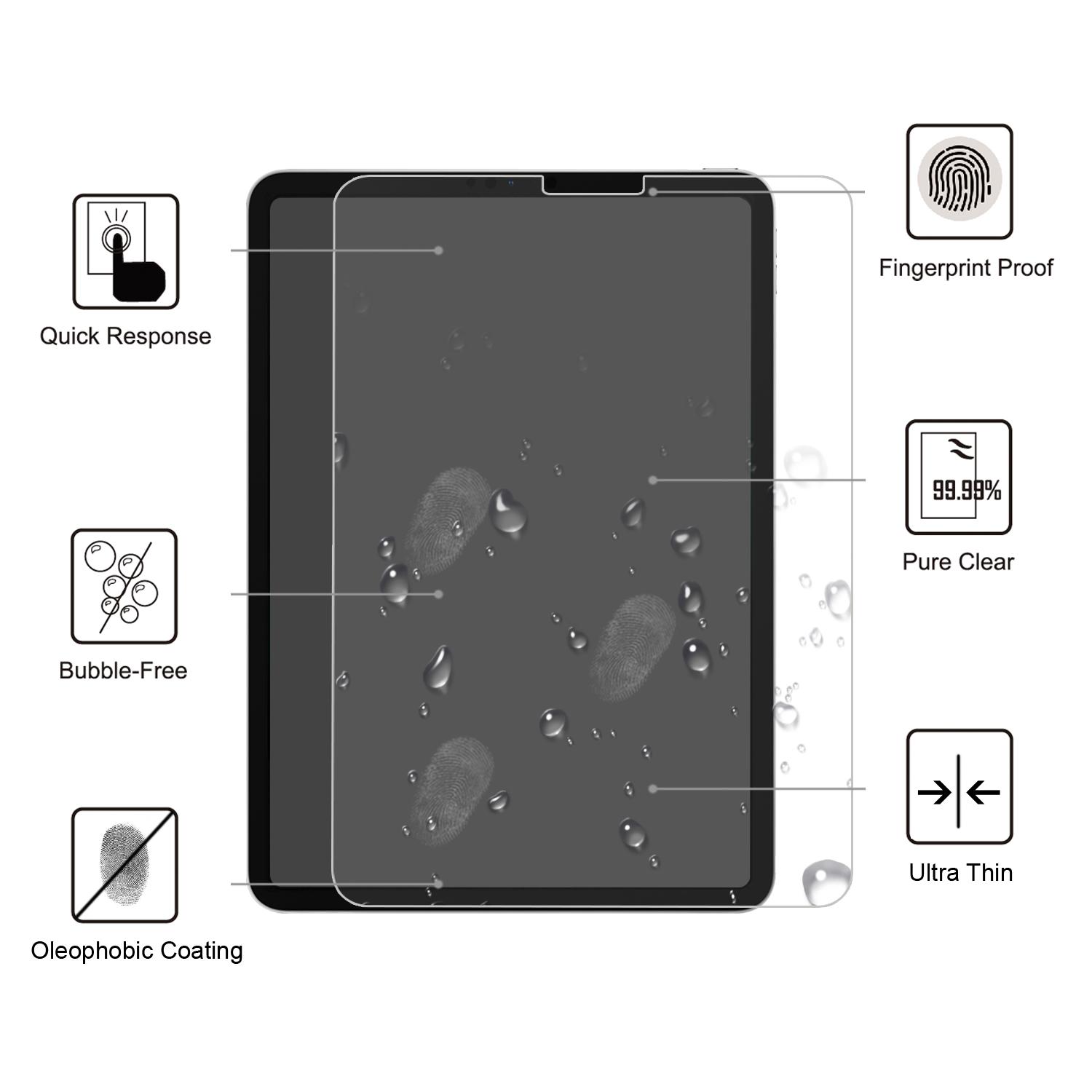 

For iPad Air (2020)/Air (2022)/Pro 11-inch (2022)/(2021)(2020)/(2018) 0.25mm 9H Tempered Glass Screen Protector Film Type A