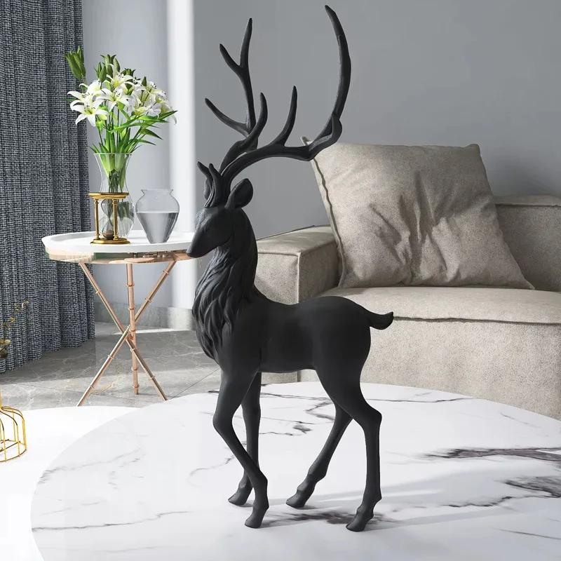 High End Deer Statue Reindeer Figurines Resin ELK Sculpture For Living Room Luxury Home Decoration Nordic Tabletop
