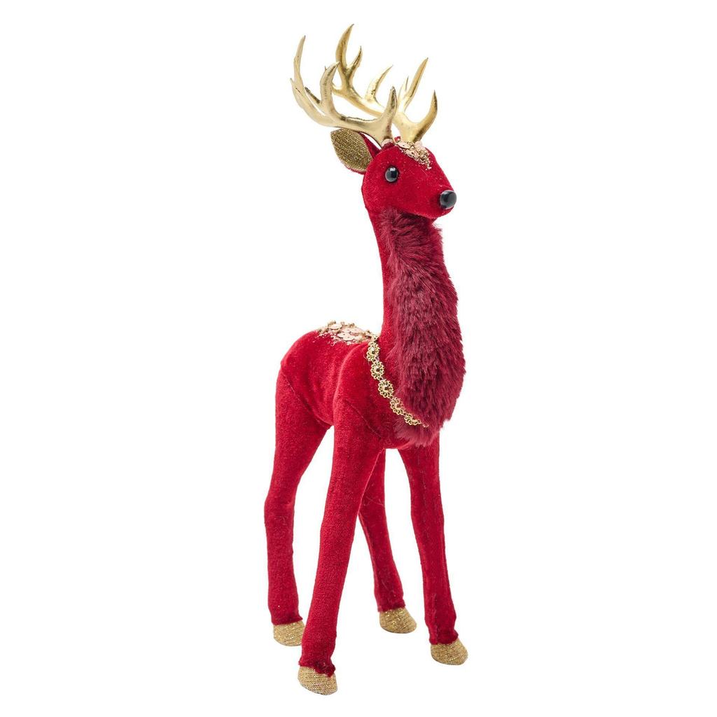 Red Velvet Standing Deer 33cm