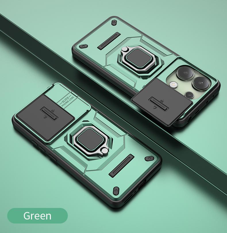 For Xiaomi Redmi Note 13 4G Case Slide Camera Phone Case Xiaomi Redmi Note 13 Pro 4G Cover Armor PC Shockproof Metal Stand Cover