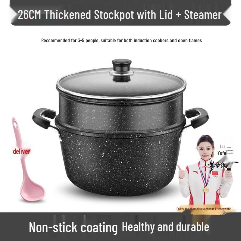 

Maifan Stone Non-Stick Stew & Soup Pot with Steamer