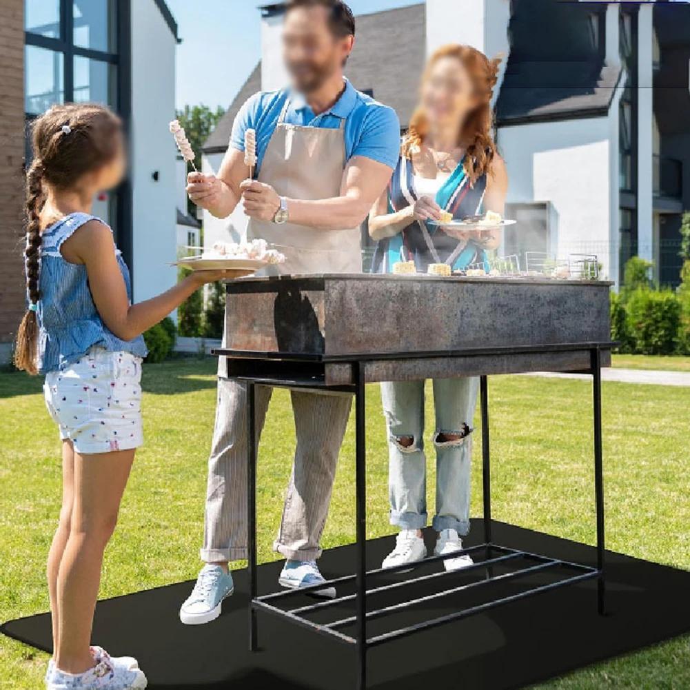 Outdoor Cooking Mat BBQ Floor Protector Barbecue Parties Easy To Clean Heat Exposure Safety Odor-Free Cooking Experience