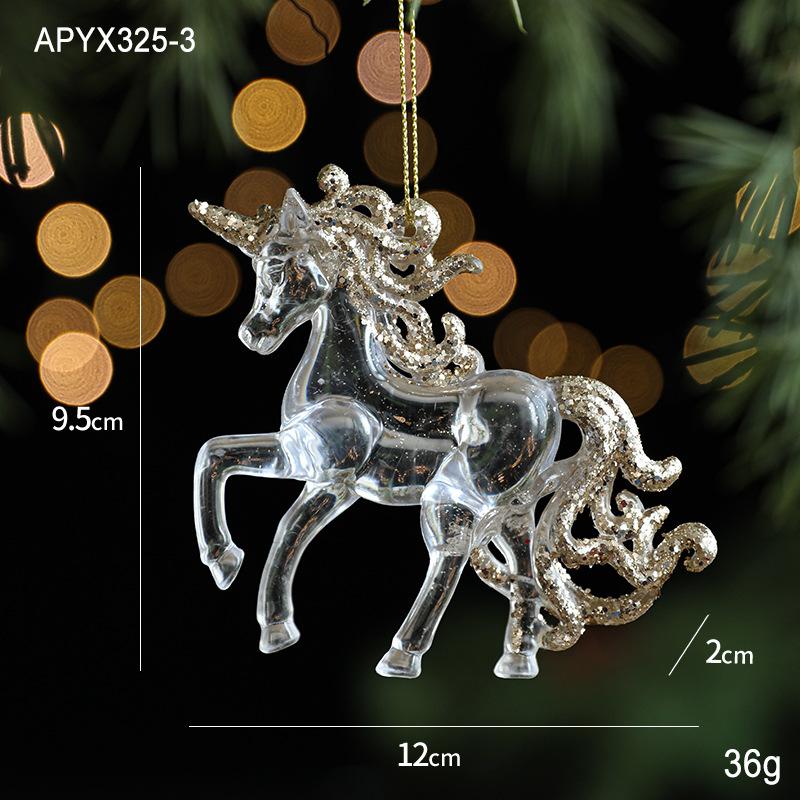 New Christmas Decoration Glitter Acrylic Ornament Transparent Snowflake Pendant for Xmas Tree Scene Decor Happy New Yeart