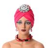 African Women's Headscarf Hat , Aoto Gele Fashion Style African Women's Folding Caps With Diamond Hair Buckle