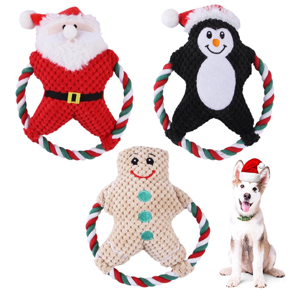 New pet Christmas plush toy, dog gnawing companion toy venting cartoon bear doll