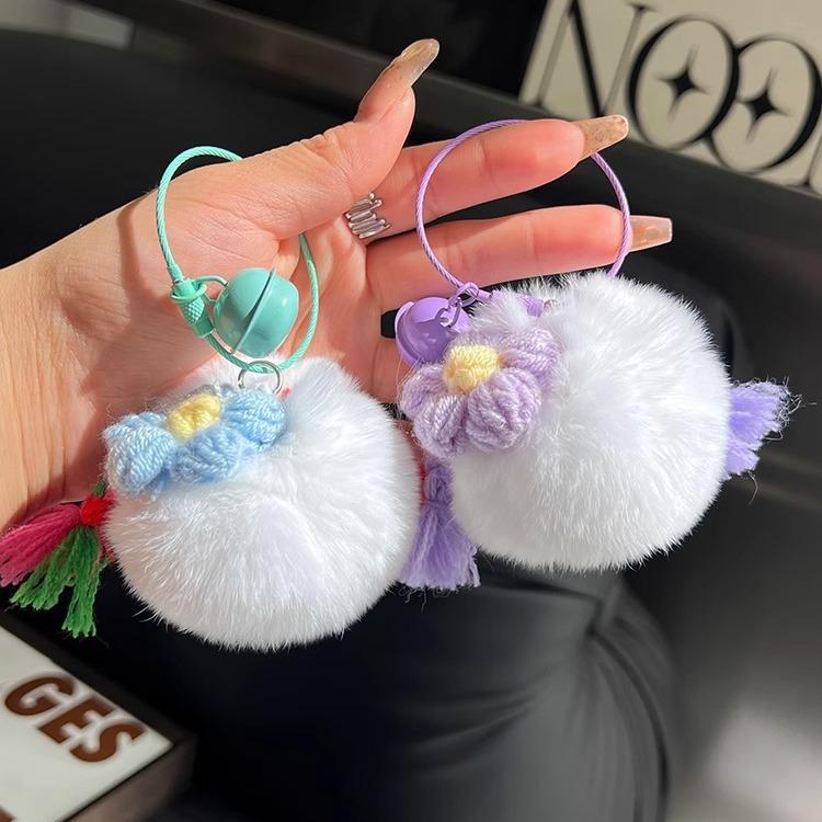 Plush Cartoon Monster Keychain: Cute Soot Ball & Rex Rabbit Fur Bag Charm