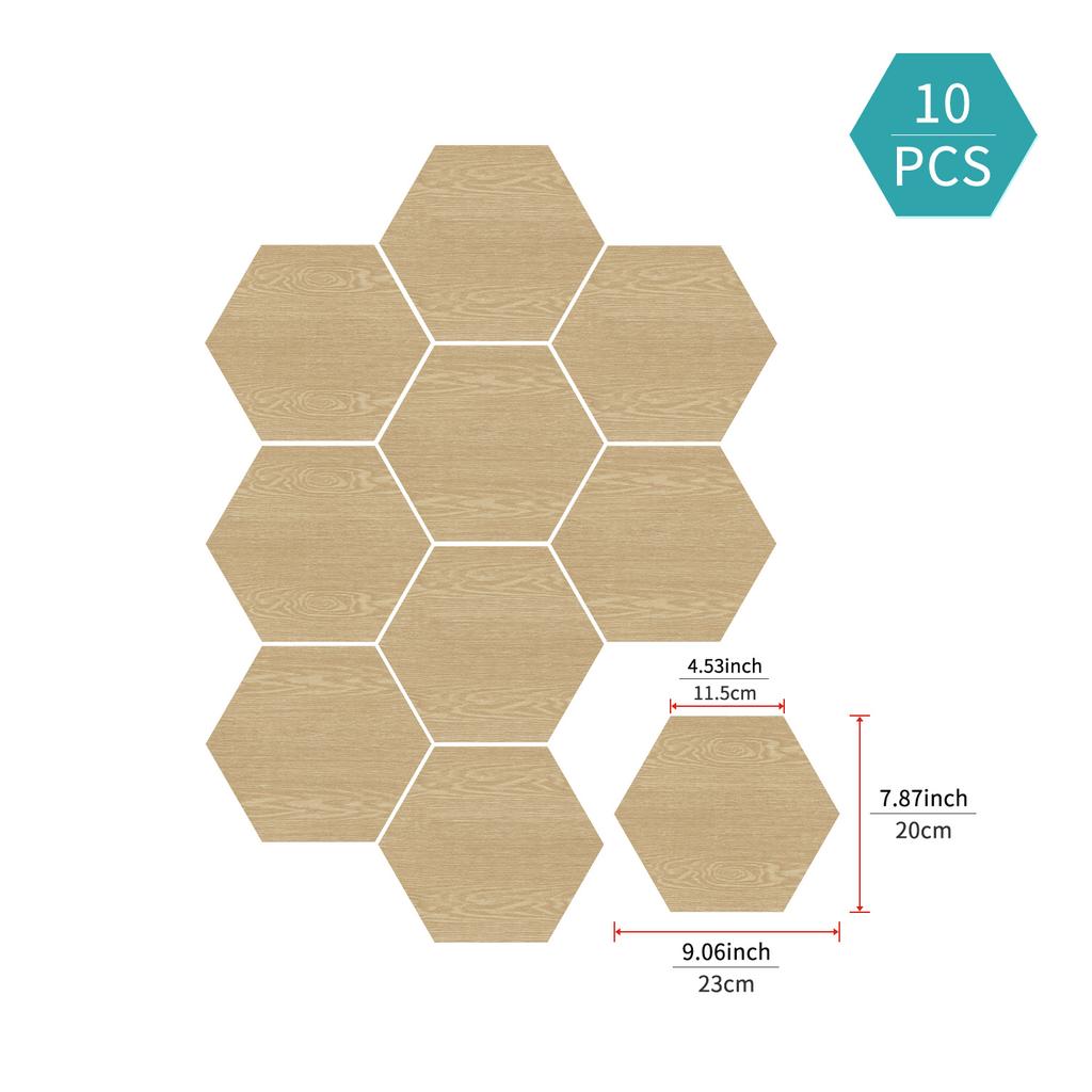 Hexagonal Wood Grain Foam Wall Sticker Kitchen Waterproof Oil-Proof Wallpaper Self-Adhesive Living Room Bathroom Thickened Tile Sticker