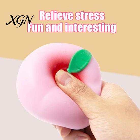 Peach Stress Reliever Juicy Relief Toy Simulation Pink Yellow Squeeze Decompression Fruit Shape Sensory Fidget Ball