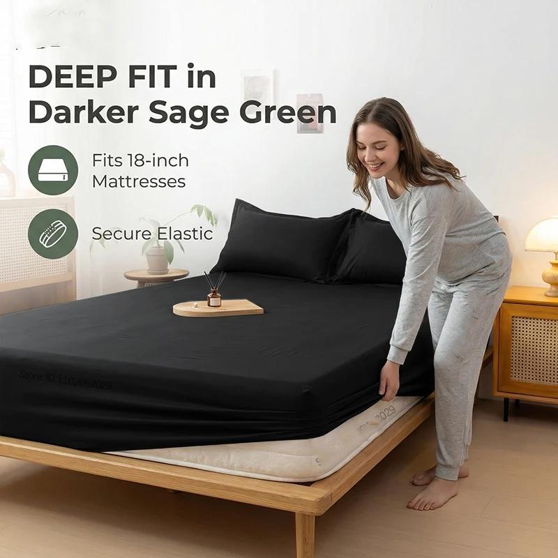Cotton Fitted Bed Sheet With Elastic Band Mattress Covers Protector For Single Double King Bed 150/160/180x200 Custom Sizes
