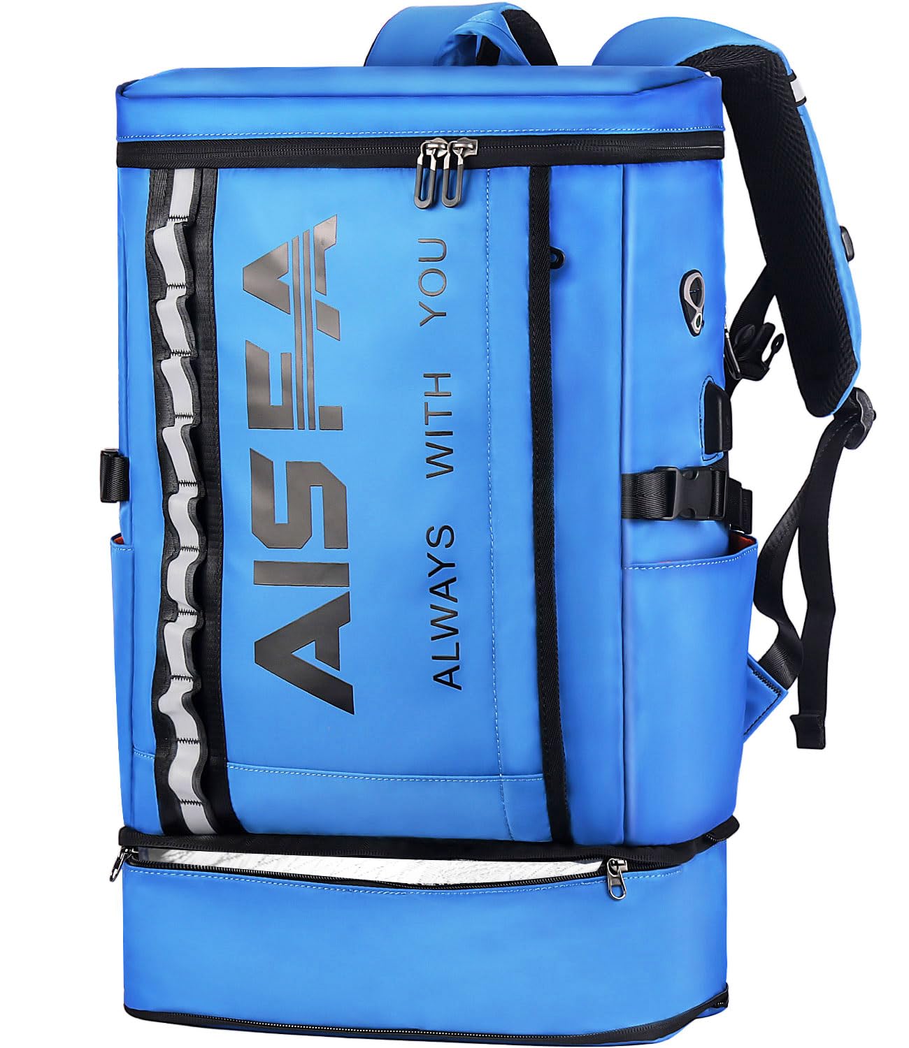 

AISFA Waterproof Square Fits Business USB Charging 30L Ideal for Outdoor Emergency Shoe and Lunch Storage Men s Backpack, 17-inch PCs, Laptops, Port, темно-синього кольору