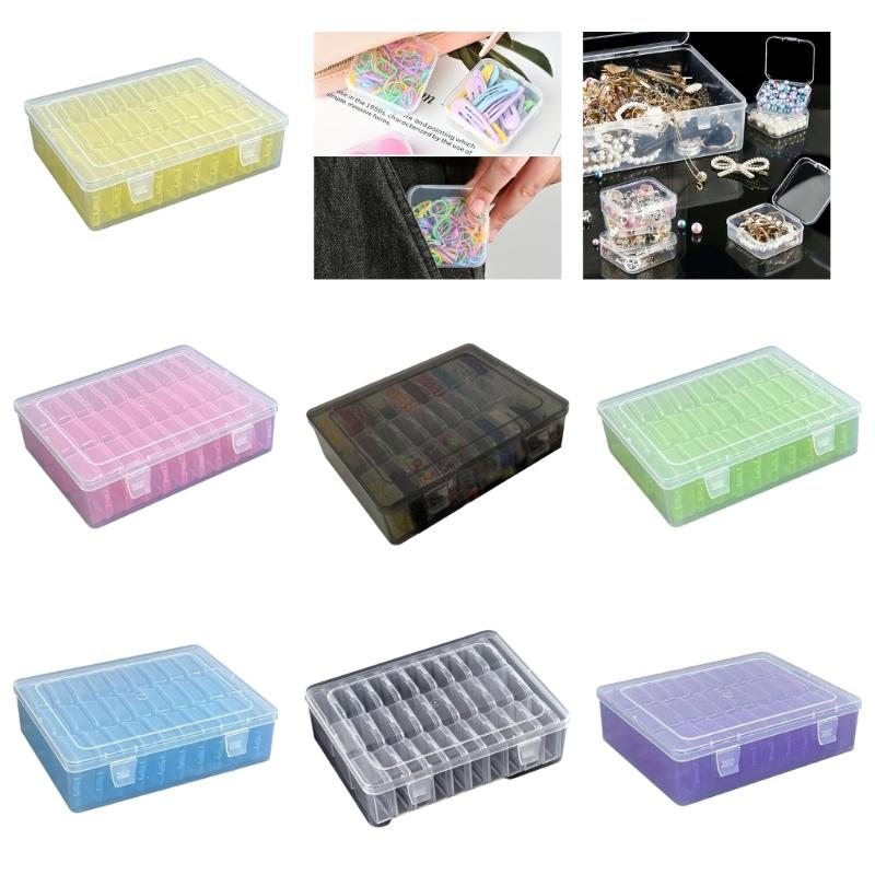 Stylish 30 Compartment Clear Organizers Box Sturdy Plastic Storage Case Portable for Jewelry Beads Desk Accessories