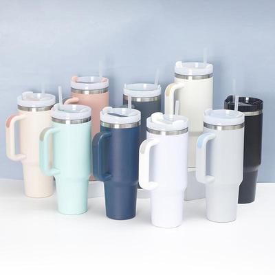 Tasse Géante Isotherme en Acier Inoxydable 40 oz avec Paille – Brise-Glace Portable pour Voiture