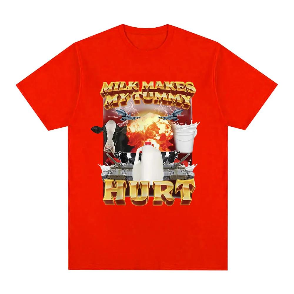 Milk Makes My Tummy Hurt Tshirt Lactose Tolerant Funny Meme Graphic T Shirt Women Fashion Vintage Hip Hop Short Sleeve Clothing