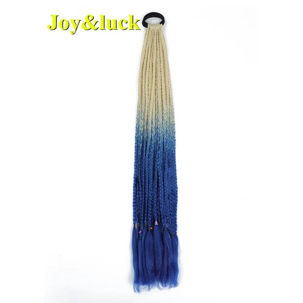 24 Zoll Ombre Yaki Straight Synthetische Haarverlängerungen Mädchen Farbe Geflochten Zopf Gummiband Box Braid