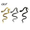 Fashionable Metal Alloy Earrings 1 Pair Vintage Gothic Snake Earrings, Retro Punk Front Back Silver Serpent Ear Jewelry Stud Halloween Animal