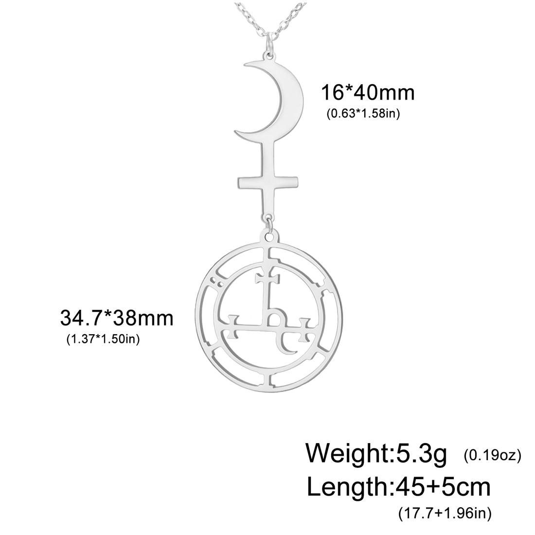 Mythical Goddess Sigil of Lilith Necklaces Stainless Steel Crescent Moon Cross Pendant Necklace Solomon Amulet Jewelry
