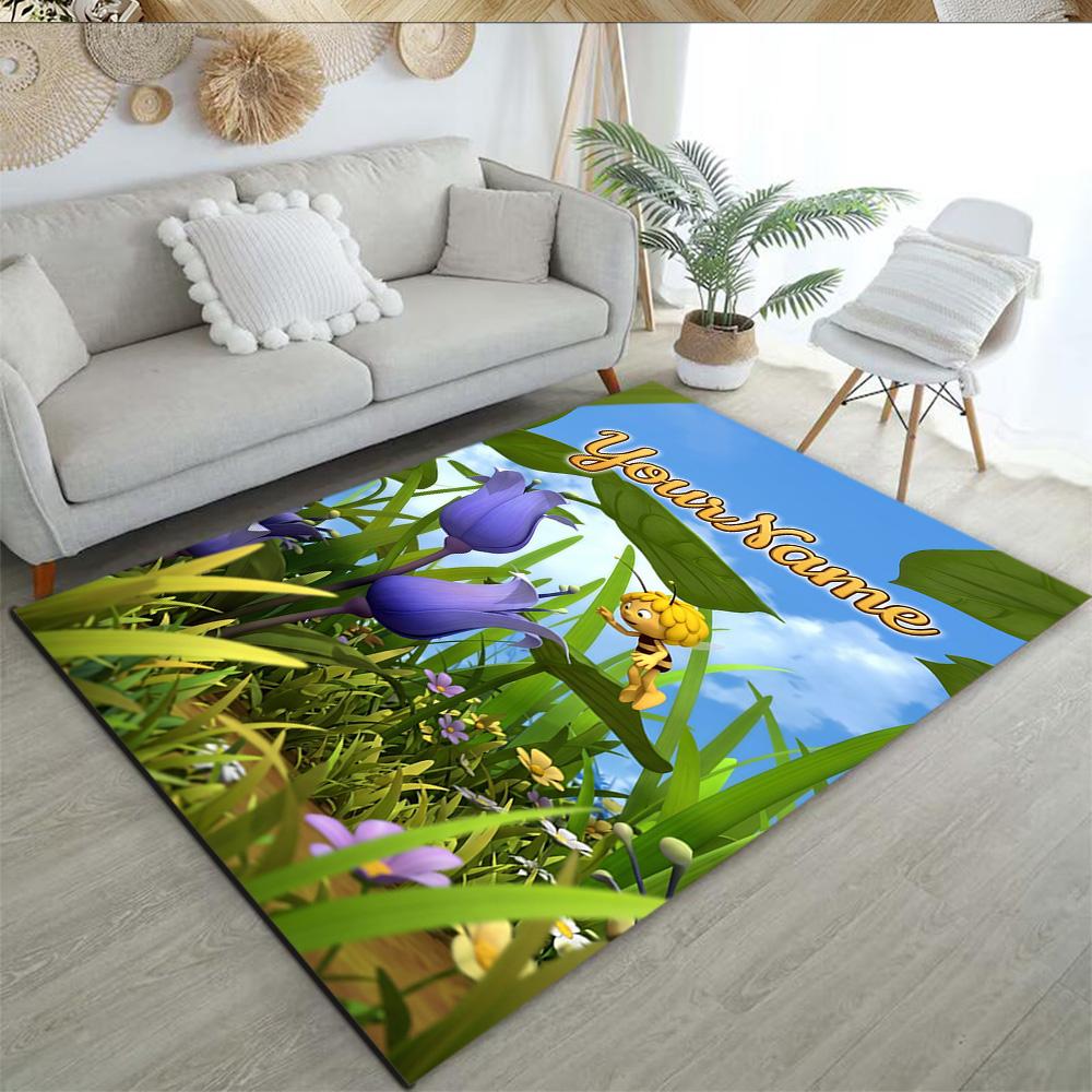 Biene Maja Personalized Text Floor Mat Perfect for Kitchen Dining Room Bedrooms Game Room Anti-slip Rug Office home decor Best for Christmas