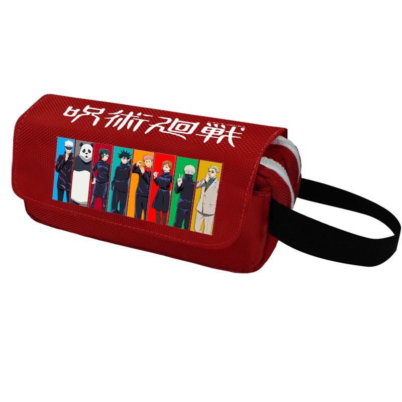 Anime Jujutsu Kaisen Pencil Case Double Zipper Large Capacity Canvas Stationery Organizer Students