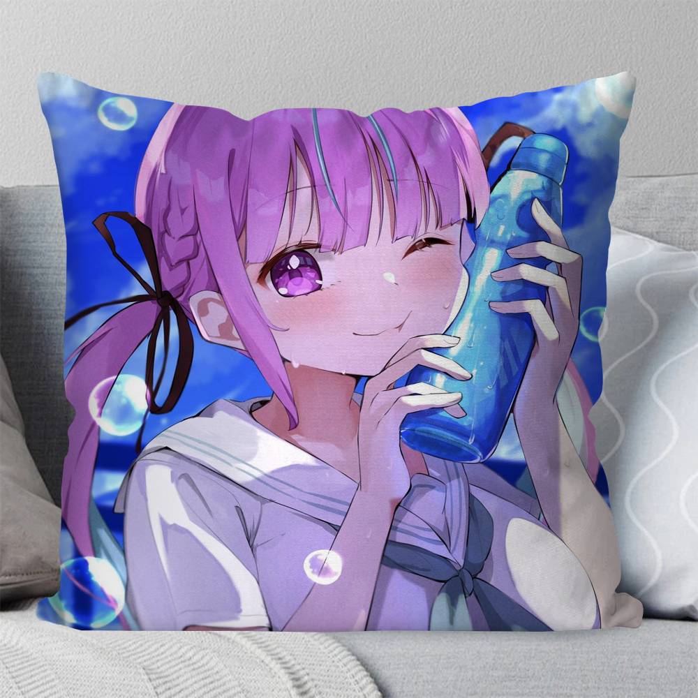 Minato Aqua Animation HHololive Pillow Case Fashion Square Pillowcase Bedroom Sofa Room Ins Decoration Leisure