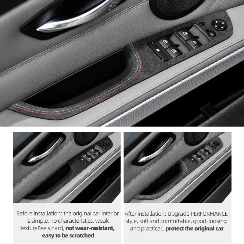 Betterhumz Car Door Armrest Window Switch Panel Sticker Trim for BMW E90 E91 E92 E93 325 2005-2012 Made of Alcantara Accessories