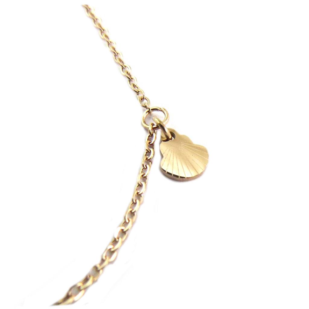 Les Trésors De Lily [P7817] - Steel Ankle Chain 'Monde Marin' Rose Gold (gold Pink) - 25.5 Cm - Anchor 15x13 Mm