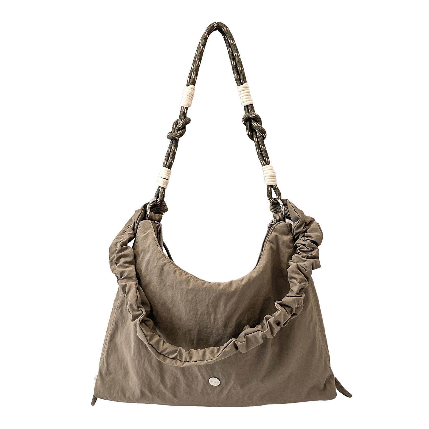 

Single-shoulder Bag - Large Capacity Shopping Bag, Crossbody Handbag, Casual Pleated Bag, Women s Bag кавовий
