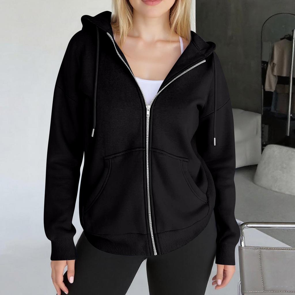 Womens Zip Up Hoodies Oversized Sweatshirts Fall Fashion Outfits Casual Jackets