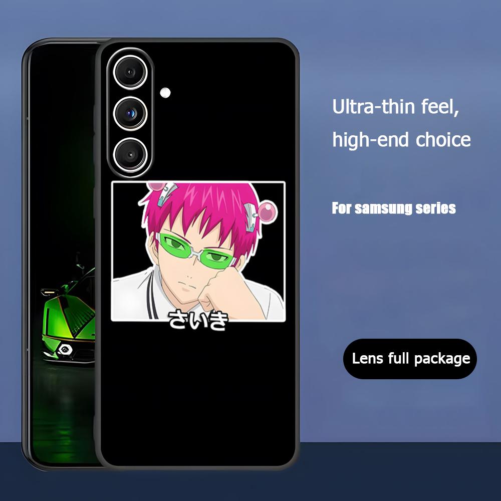 Hot Kusuo Saiki Anime Cool Phone Case For Samsung Galaxy S26 S25 S24 S23 S22 S21 Plus Ultra Note20 Soft Black