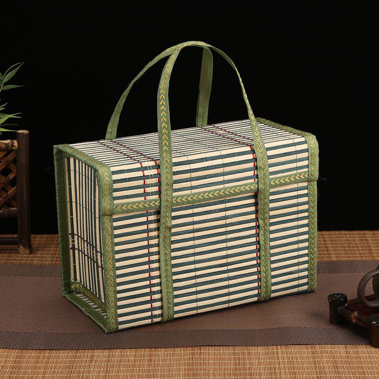 Handwoven Bamboo Gift Basket for Zongzi, Cured Meats, Mooncakes, Fruits, and Local Specialties