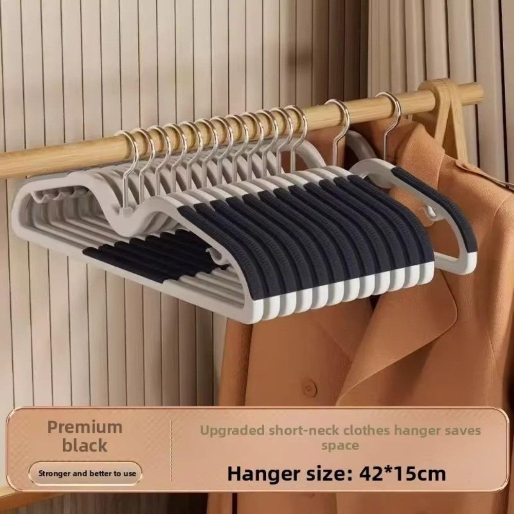 

10PCS Set Short Neck Clothes Hanger Saving Space Narrow Neck Design Clothes Rack Closet Storage Anti Slip чорний
