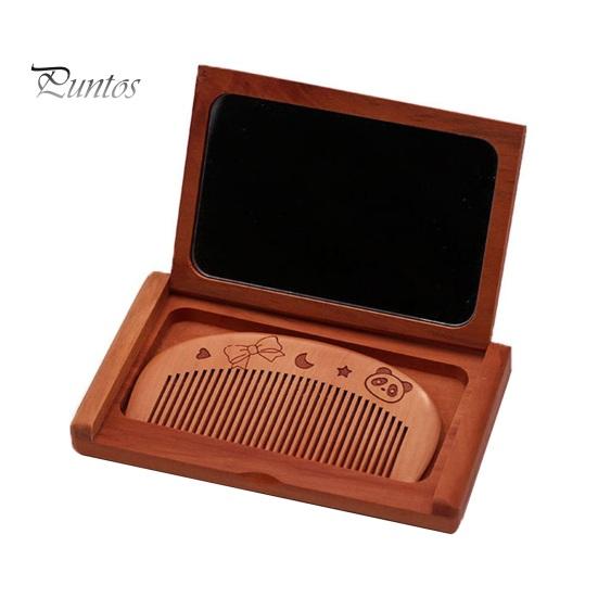 

Мини-зеркало с расческой, компактное деревянное карманное зеркало с расческой, переносное зеркало для макияжа и укладки волос с деревянной расческой Square