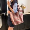 Borsa a righe in tessuto letterario Nuova borsa portatile per il tempo libero Borsa a tracolla/sottobraccio di grande capacità Borsa tote