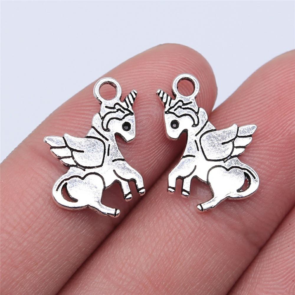 10 Stück Anhänger Pferd Einhorn Tibetische Bronze Silberfarbe Anhänger Antiker Schmuckherstellung DIY Handgemachtes Handwerk