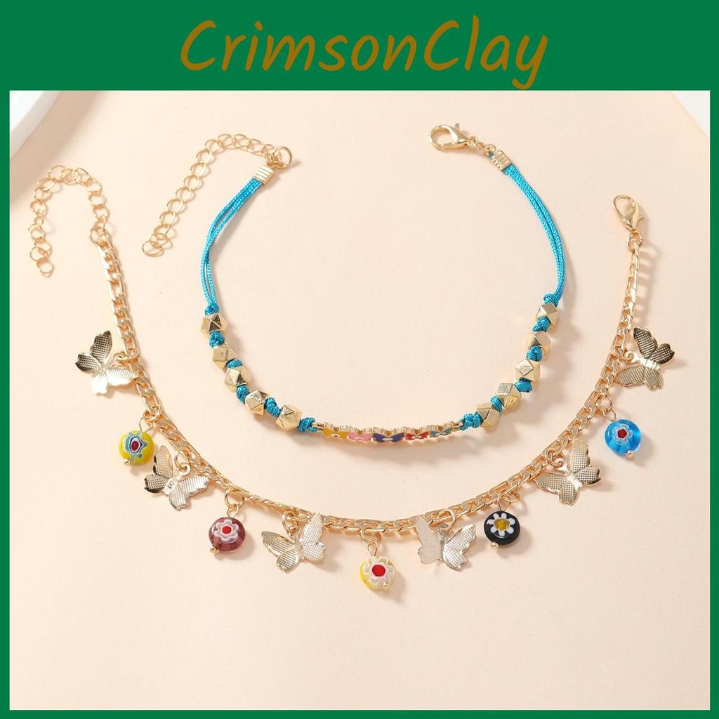 Alloy Fashion Women Foot Chain Accessories Set With Colorful Floral Elements