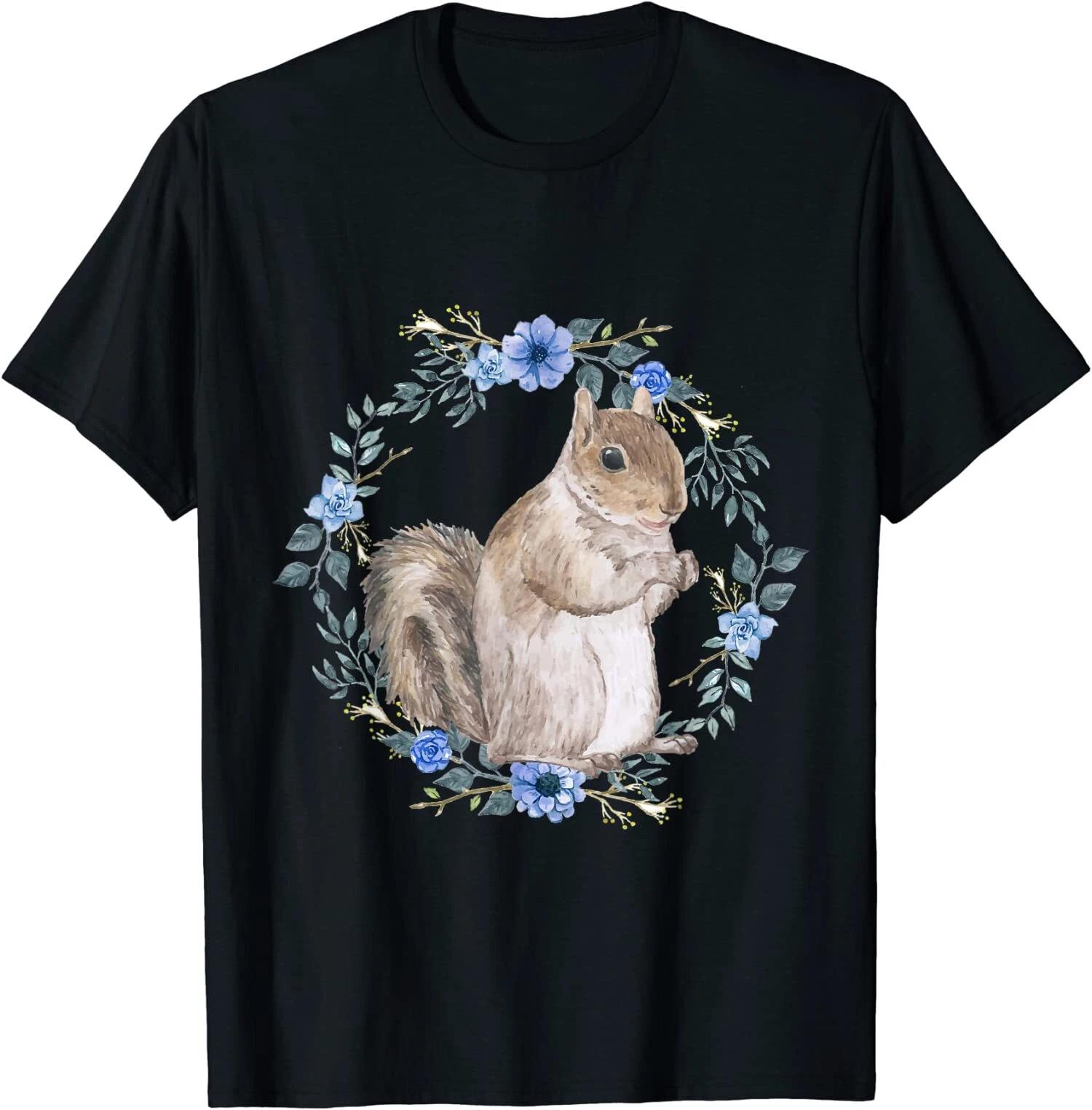 Flower Squirrel Cool Design Great Gift Idea Premium T-Shirt S-3XL XS