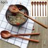 6 PCS Japanese Style Wooden Soup Spoon Natural Tableware Wood Teaspoon HOT SALE