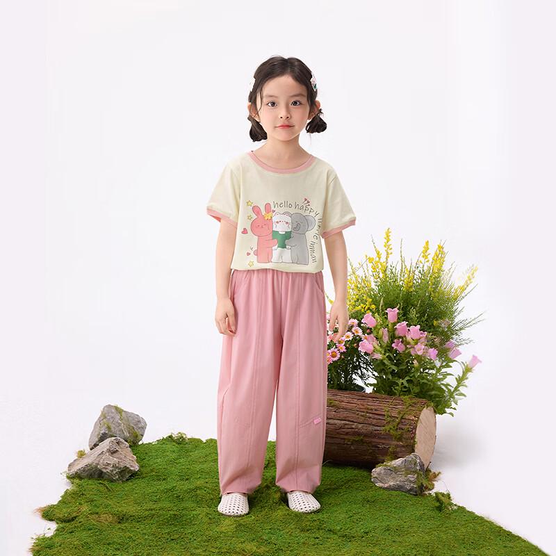 Little Yinman Girls' Color-Block Cartoon Animal Print T-Shirt