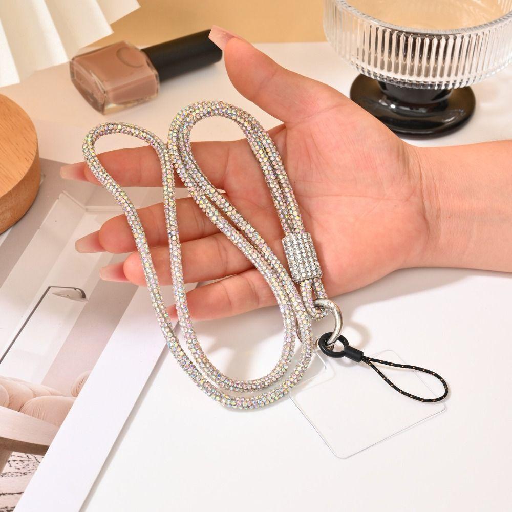 Luxury Crystal Rhinestone Phone Lanyard Bright Bling Bling Crossbody Strap Anti-lost Keychain Phone Accessories