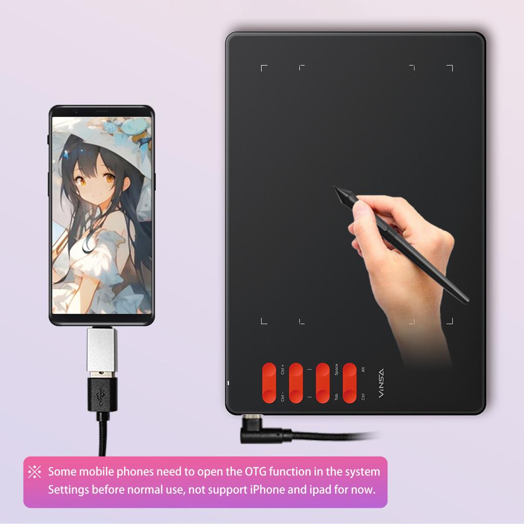 Graphics Drawing Tablet 7.6 X 5.6in Digital Art Tablet Supports 16384 Levels with 8 Hot Keys and