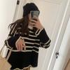 Striped turtleneck sweater wide-leg pants two-piece suit for women's autumn and winter new thin loose casual long-sleeved knitted sweater for women