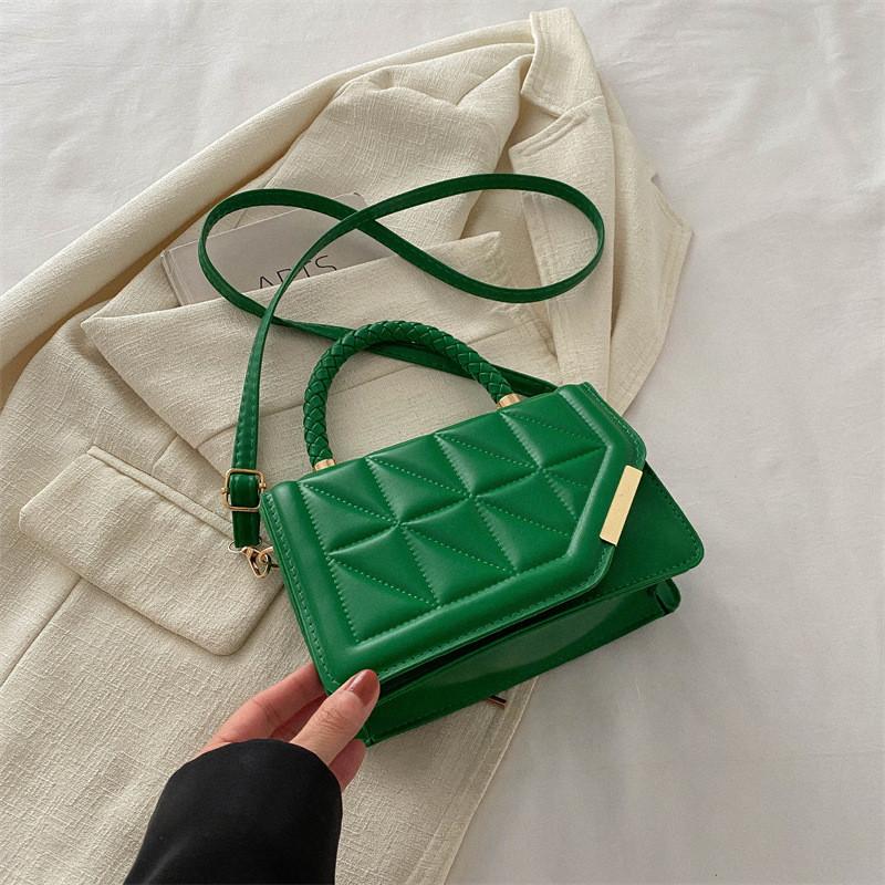 Elegant Black And Colorful Pu Shoulder Bag Fashionable Small Square Crossbody Bag зелёный