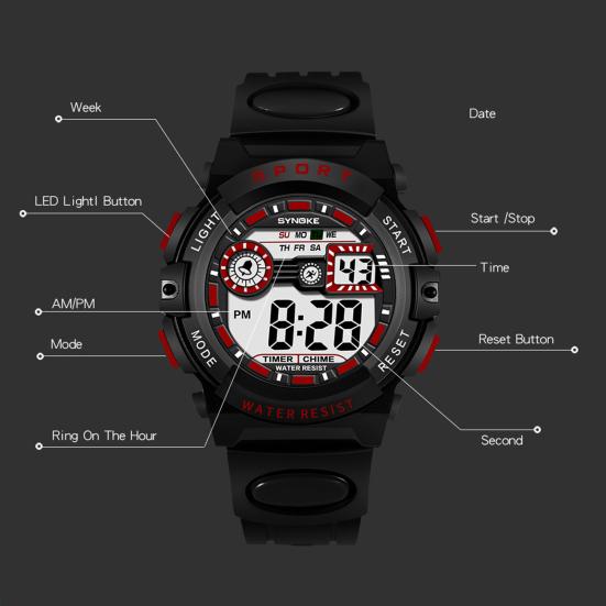 Elektronische Uhr Wasserdichtes Display Modische Kinder Multifunktionale Digitale LED Leuchtende Digitaluhr